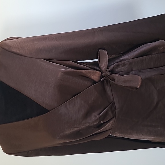 Worthington Brown wrap around blouse - Picture 2 of 3